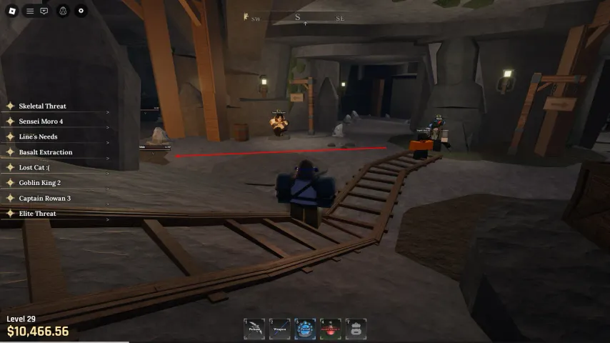 광산 하강에서의 왼쪽 회전