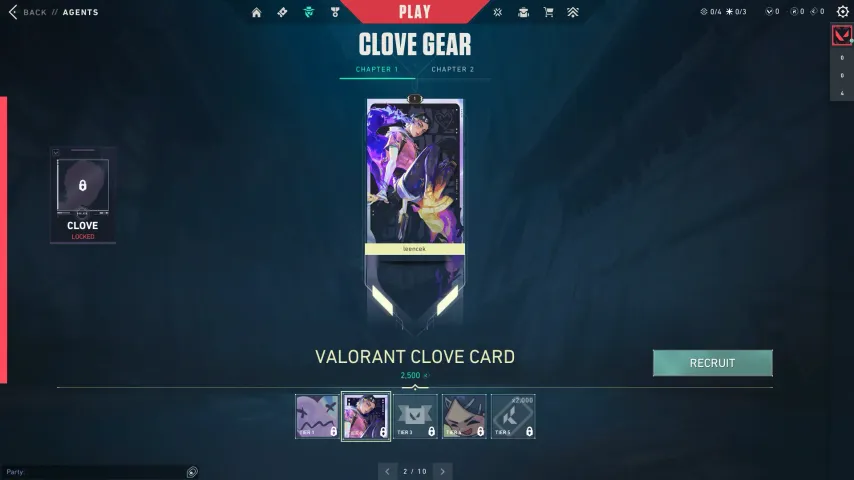 Karta gracza "Clove"