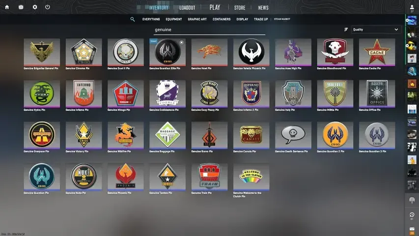 A Reddit user spent $10,700 and assembled a complete collection of all existing pins in CS2