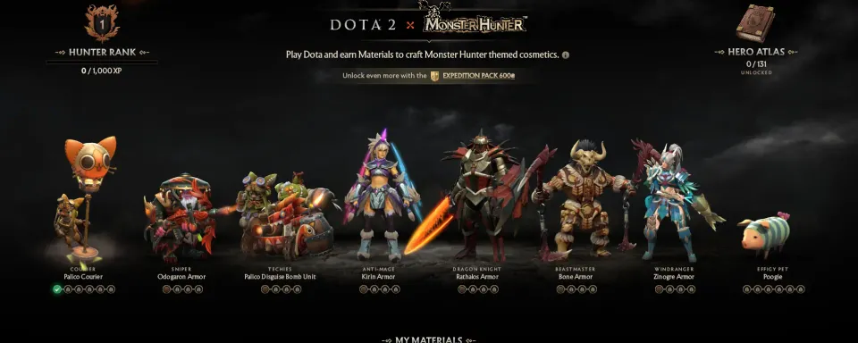 Dota 2 ve Monster Hunter Crossover'ındaki Tüm Setler ve Domuzcu Evcil Hayvan