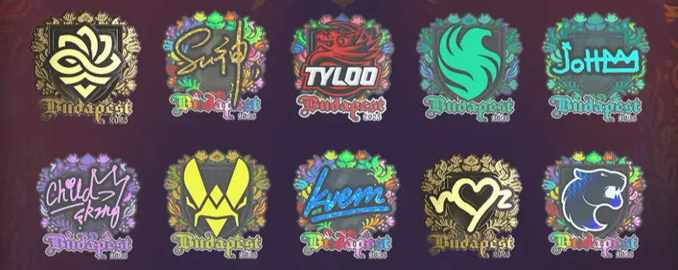 Wszystkie naklejki drużyn i graczy na StarLadder Budapest Major 2025 Etap 2