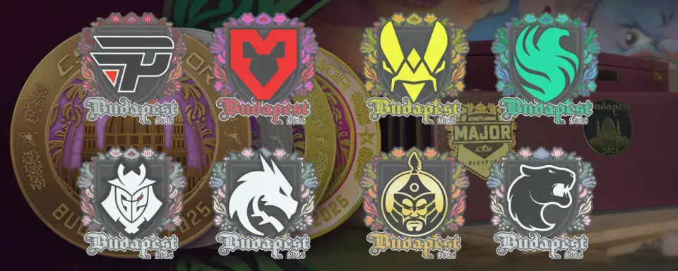 Wszystkie naklejki drużynowe i graczy na StarLadder Budapest Major 2025 Etap 3