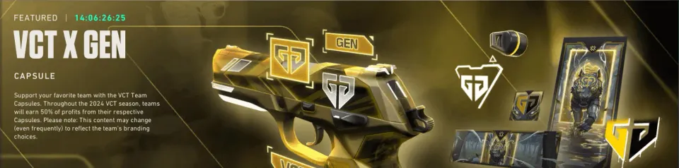 Gen.G Esports capsule on the main page of the Valorant game store